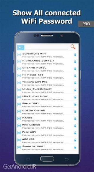 دانلود WiFi Password 2016 Pro v1.0.0 برنامه ذخیره پسورد وای فای اندروید