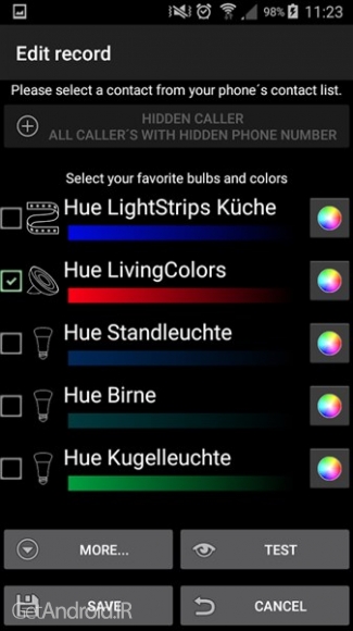 دانلود hueCall v1.3.2 برنامه اطلاع از تماس با نور رنگی اندروید