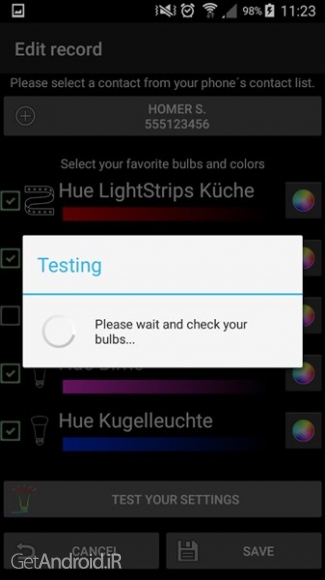 دانلود hueCall v1.3.2 برنامه اطلاع از تماس با نور رنگی اندروید