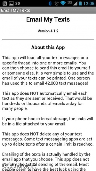 دانلود Email My Texts SMS v5.3 برنامه پشتیبان گیری از اس ام اس و متن به ایمیل اندروید