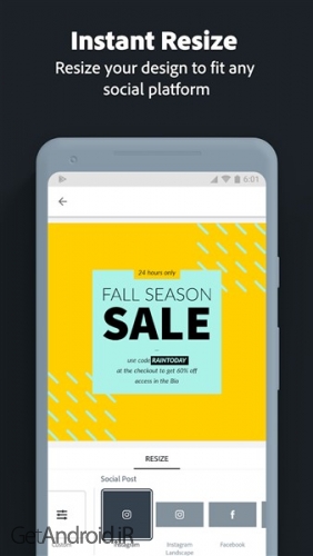 دانلود برنامه Adobe Spark Post Graphic design made easy اندروید