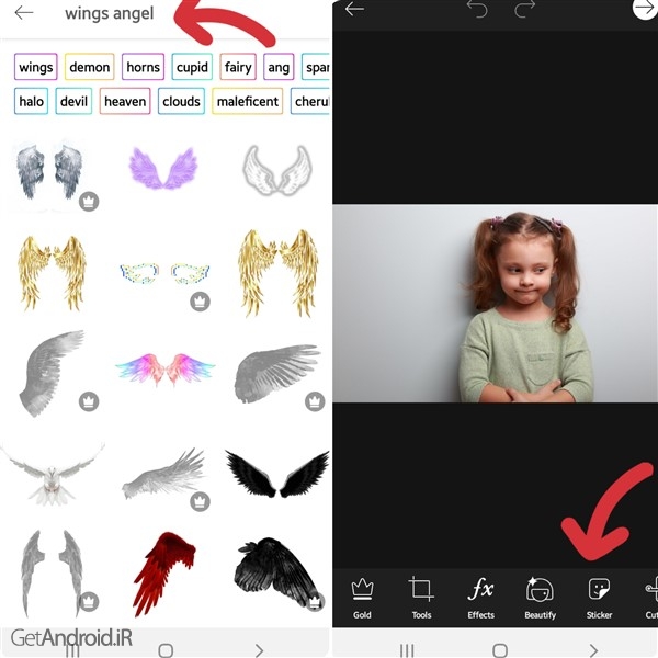 آموزش اضافه کردن بال فرشته به عکس با PicsArt