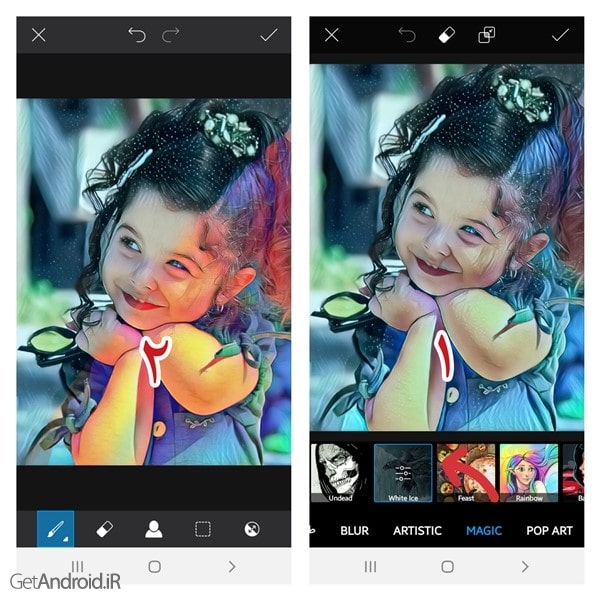 آموزش اعمال افکت های PicsArt روی بخشی از تصویر