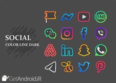 دانلود Color Line DARK Icon Pack اندروید