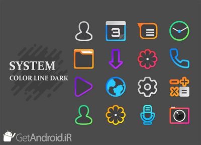 دانلود Color Line DARK Icon Pack اندروید