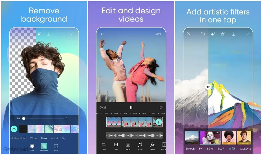 ویژگی های برنامه PicsArt